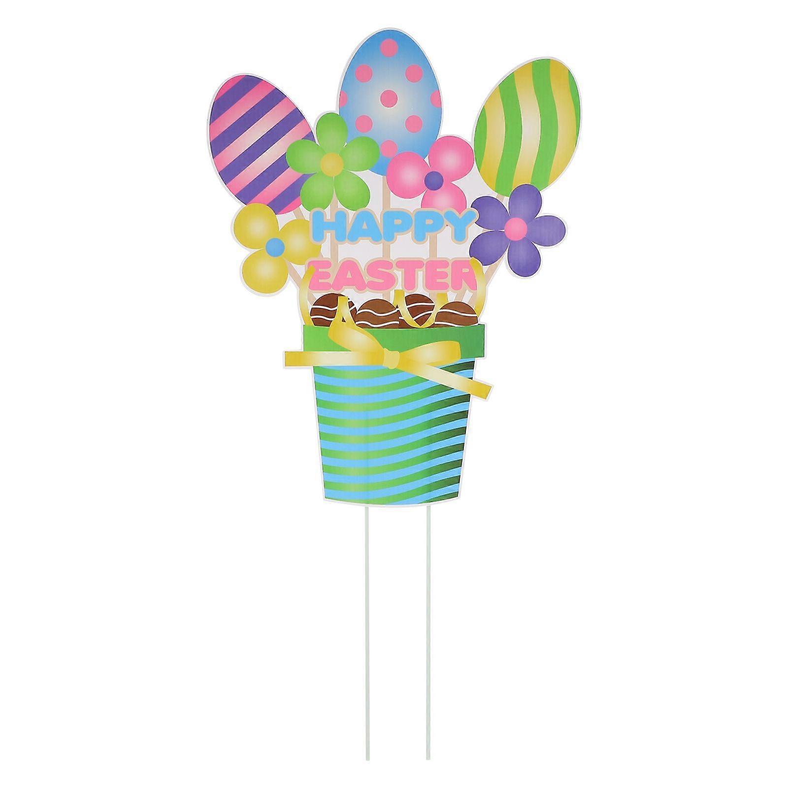 1pc Easter Yard Sign Garden Lawn Scene Decoration Easter Sign Party Supply