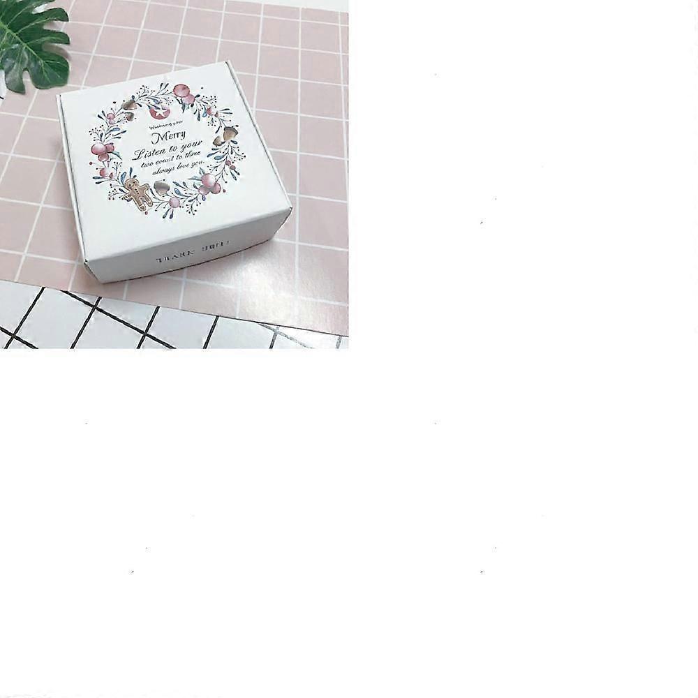 10pcs Christmas Square Paper boxes for Soap Packaging with Pattern White Gingerbread Man 6.5x6.5x3cm