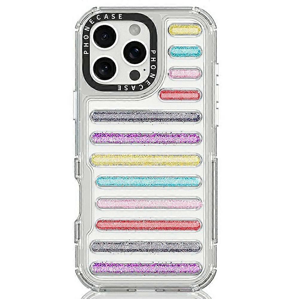 For iPhone 16 Pro Max Case Capsule Glitter PC + TPU Phone Protective Cover