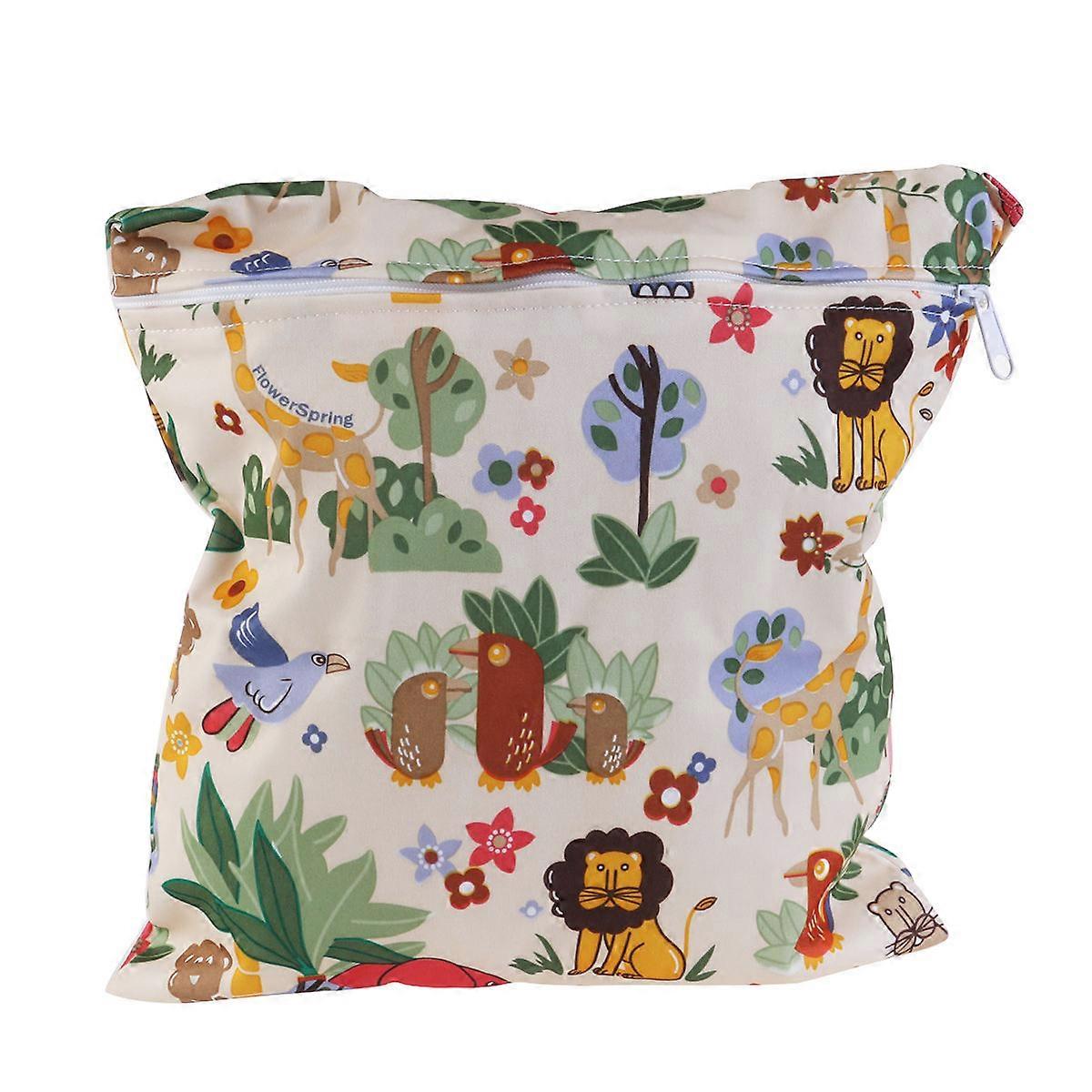 Washable Wet Dry Bag 2Pcs Forest Animals Pattern with Handle