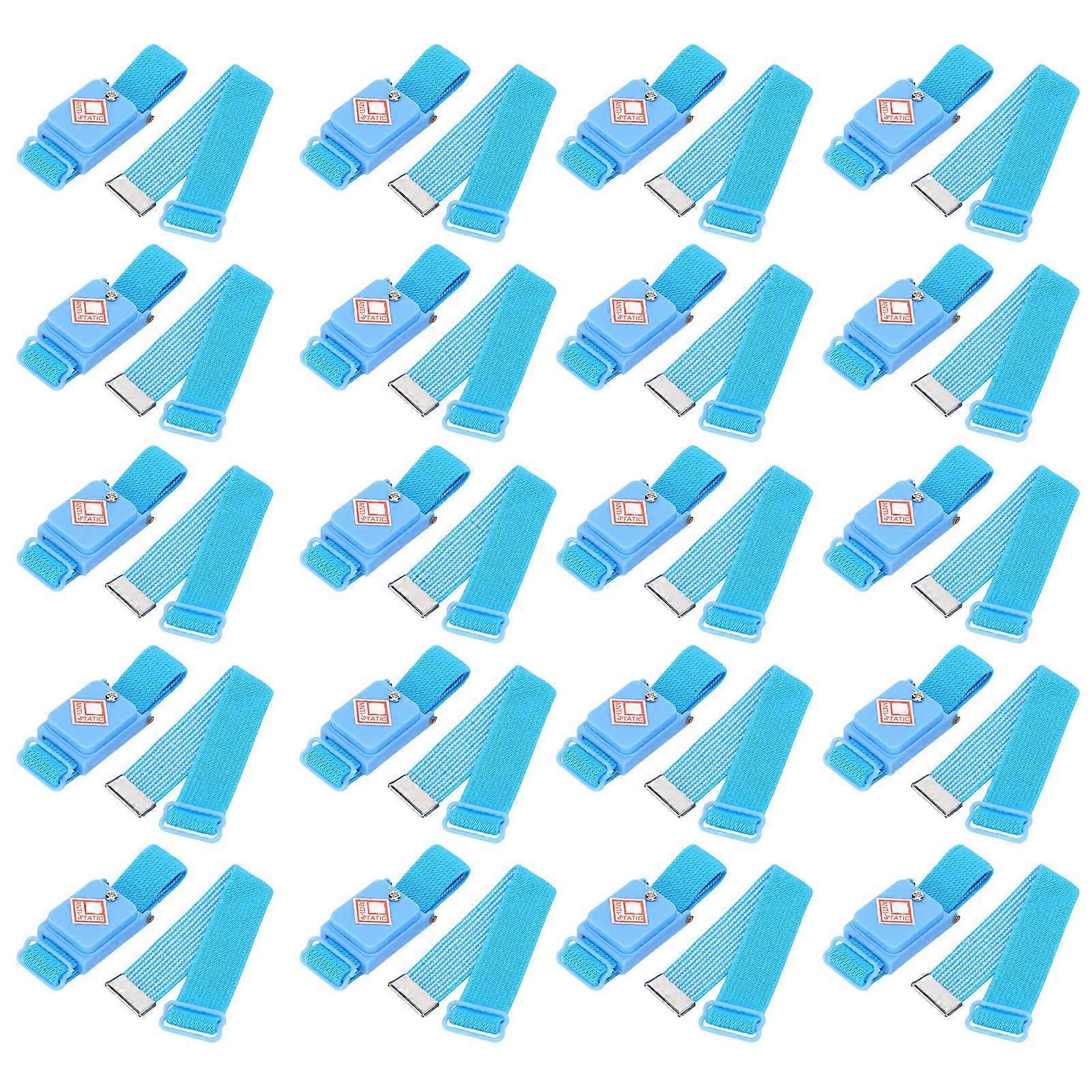 20Pcs Anti Static Wrist Strap Bulk Pack, Cordless Adjustable Bracelet for Electronics, Blue
