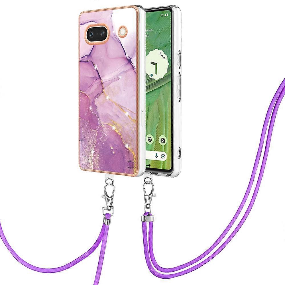 Electroplating Marble Dual-side IMD Phone Case with Lanyard