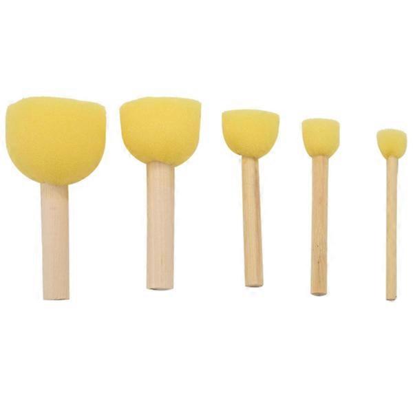 30-Pack Round Foam Brushes - Stencil Brush Value Pack - 5 Different Sizes - Perfect