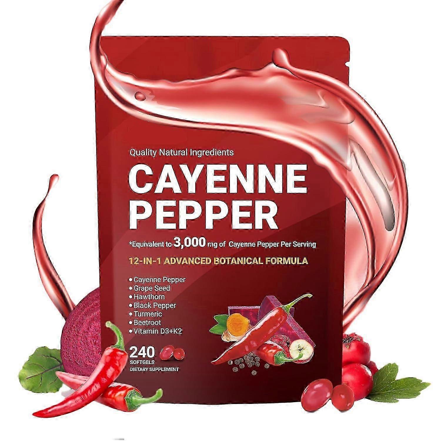 Lot de 1 à 3 sachets de gels et de gommes nutritionnelles à base d'extraits botaniques de poivre de Cayenne (12 en 1), 240 grains - Btfsoul Direct