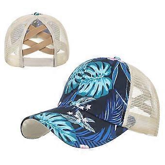 Kreuzelastische Mesh Pferdeschwanz Baseballmütze Unisex Verstellbare Baseballkappe Lässiger Sonnenhut für Mädchen