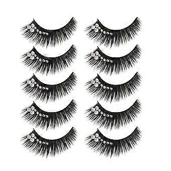 5 Paare Fake Lash Glänzende Wimpern mit Diamant für Latin Dance Performance