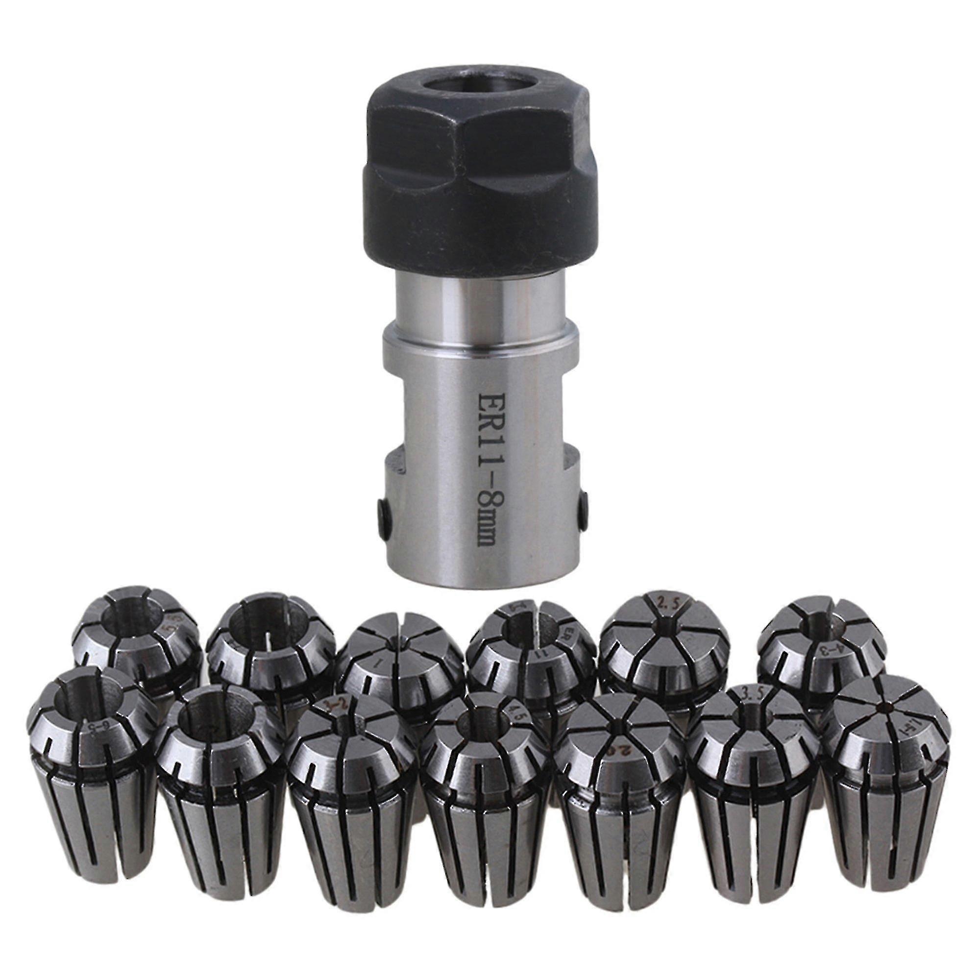 ER11 8mm Type A Extension Rod & 13Pcs Spring Collets Set compatible with CNC Milling
