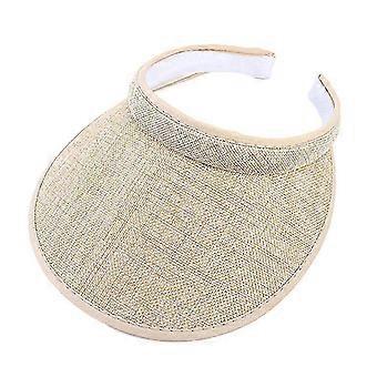 Clip-On UV Protection Sun Visor Hat, Faux Linen Plaid, Open Top, Wide Brim, One Size, for Outdoor Activities, Unisex for Women Men