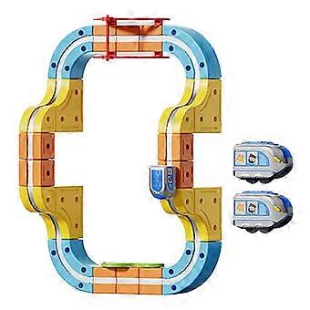 \u200b\u200bMagnetic Track Train Set, Electric Train Set with DIY Race Car Track, STEM Building Kit with Traffic Signs, Birthday Gifts for Boys and Gi