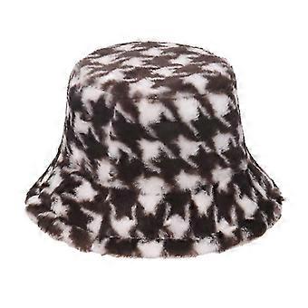 SNDO-Autumn Winter Camouflage Faux Fur Bucket Hats Women Girl Fashion Warm Soft Velvet Fluffy Fisherman Hat Ladies Outdoor,brown