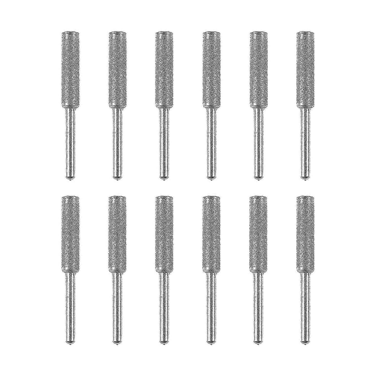 12pcs Diamond Chainsaw Sharpener Bits Grinding Bits Burr Silver 4.8mm-CE