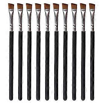 10pcs Brosses à sourcils avec manche en bois Mini pinceaux de maquillage Fournitures cosmétiques portables pour le salon de la boutique à domicile (noir)