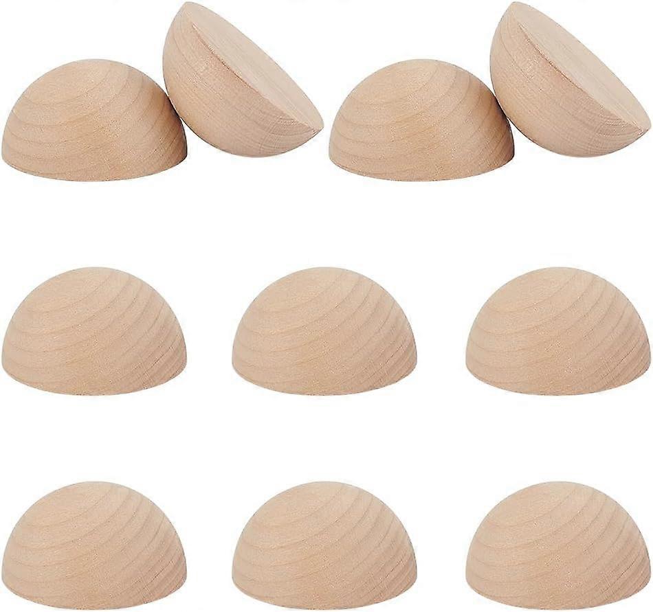 Wood Cabochons Half Round White 60x31mm