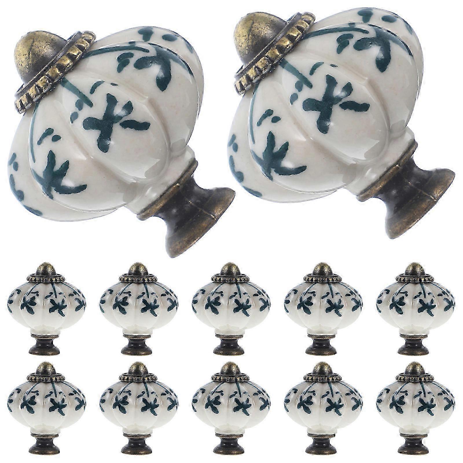 Vintage Ceramic Pumpkin Drawer Knobs compatible with Home Use 12Pcs Pack