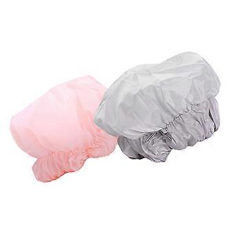 2pcs Elastic Shower Caps Polyester Waterproof Bathing for Kitchen Bathroom