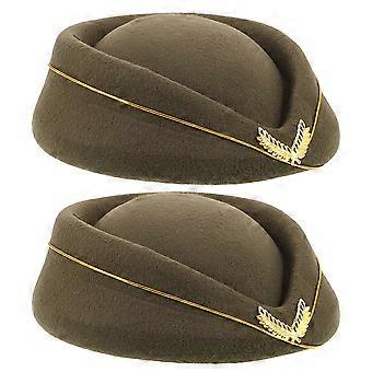 Lot de 2 chapeaux d'hôtesse de l'air pour femme, béret, casquette d'hôtesse de l'air, accessoire de costume pour Halloween et soirées déguisées.