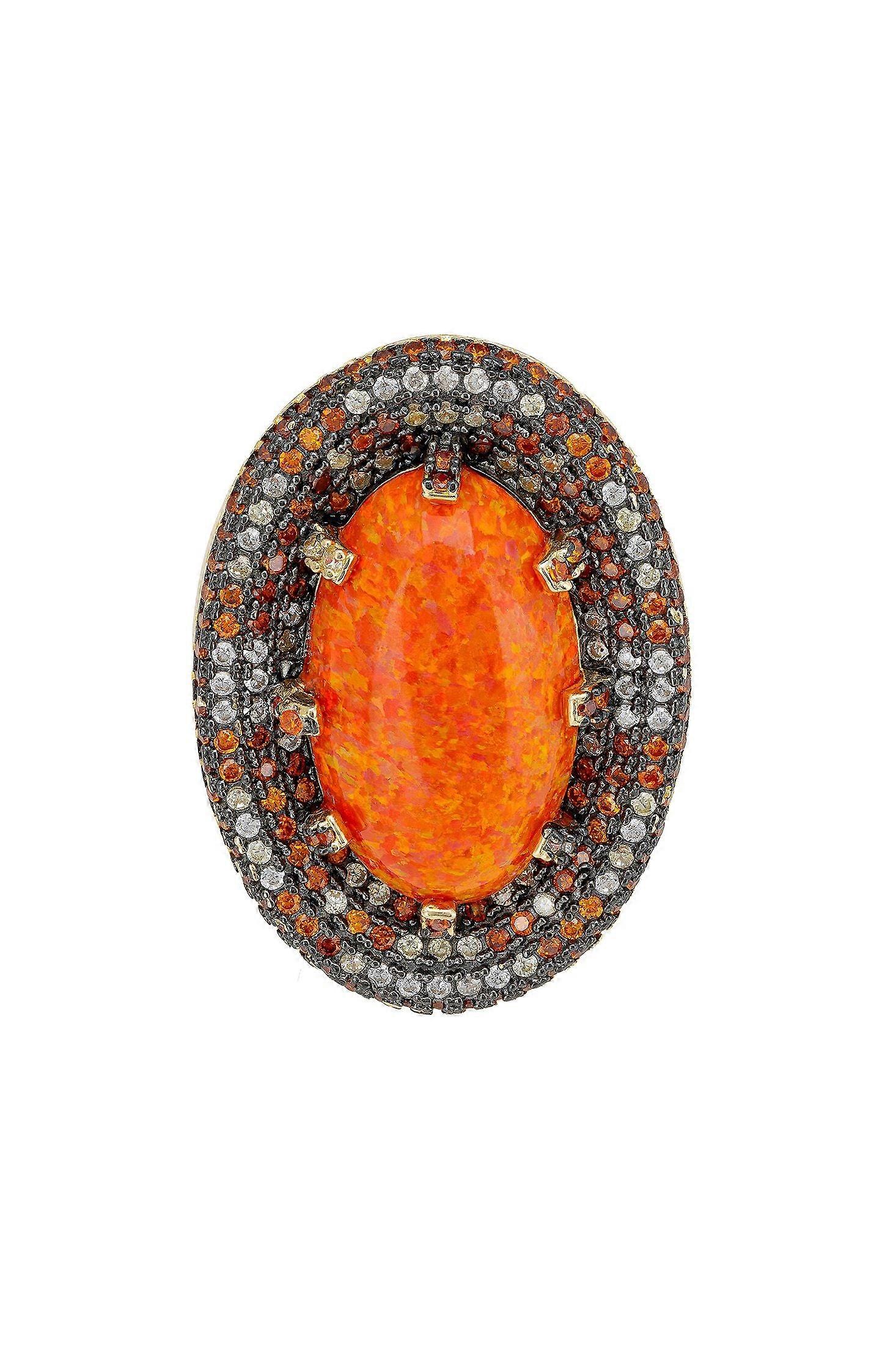Serafina Fire Opal Cocktail Ring Gold Oxidised