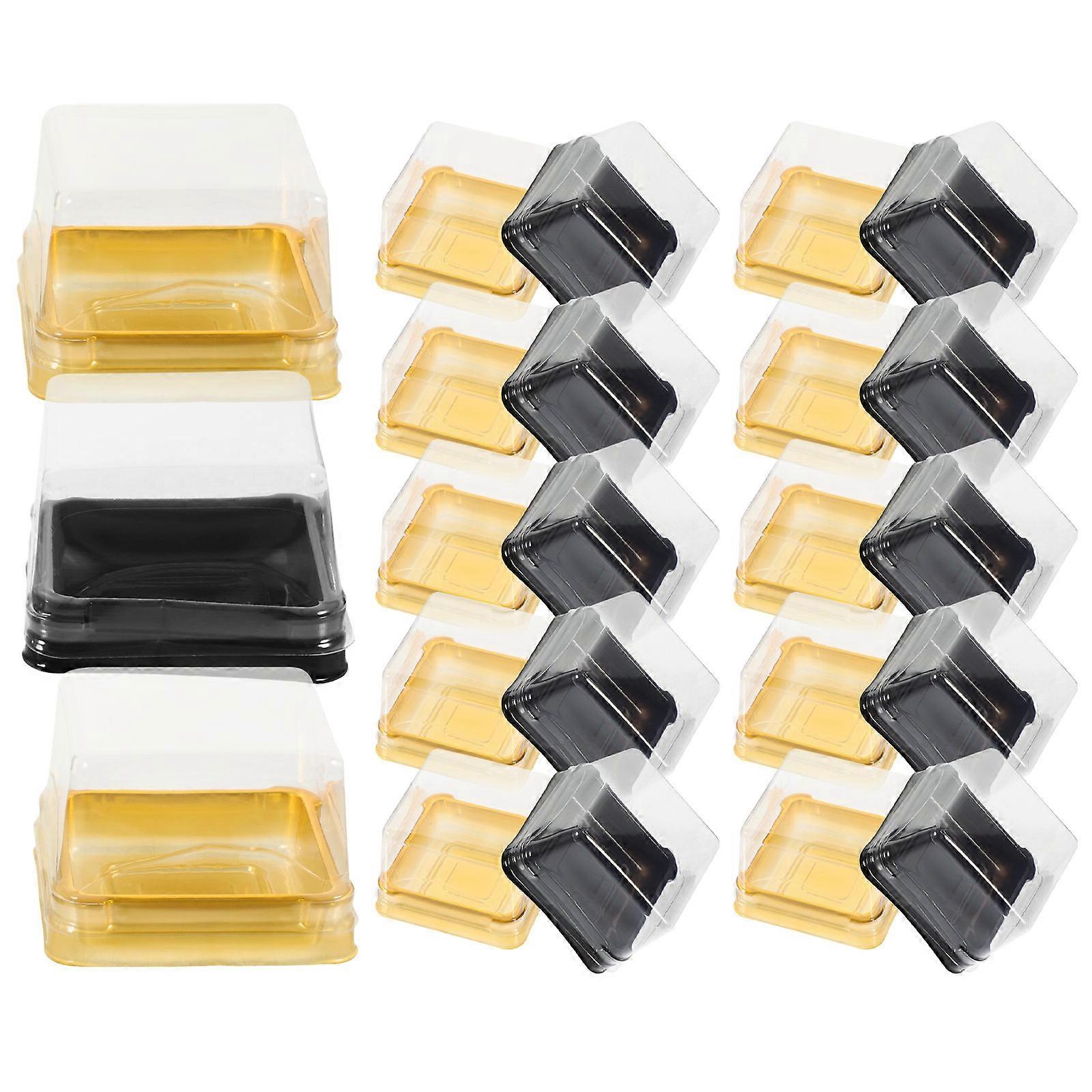 100 Pcs Convenient Moon Cake Boxes Square Packaging Boxes (Golden Black)