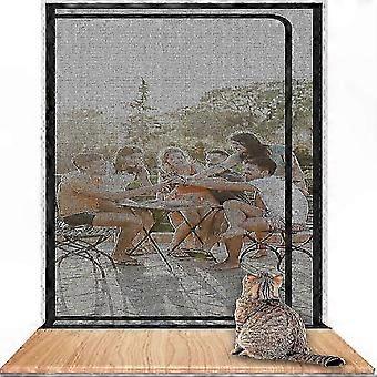 Heavy Duty Pet-Resistant Screen Door with Zipper, White, Keeps Pets Secure and Prevents Escapes