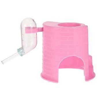Plastic Hamster House with Water Bottle for Sleeping Pink Color