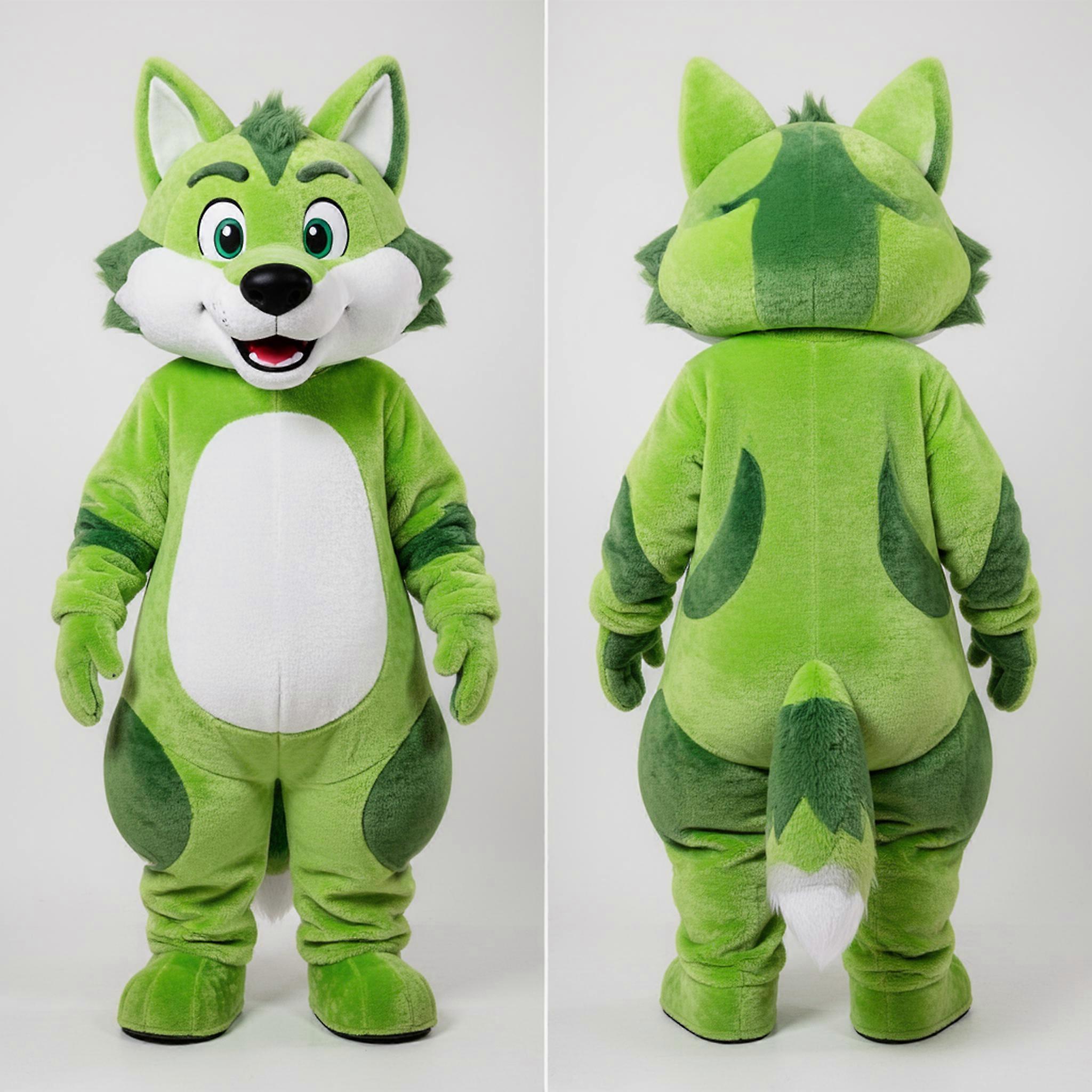 MASTICOT Lime Green Playful Say Wolf Mascot