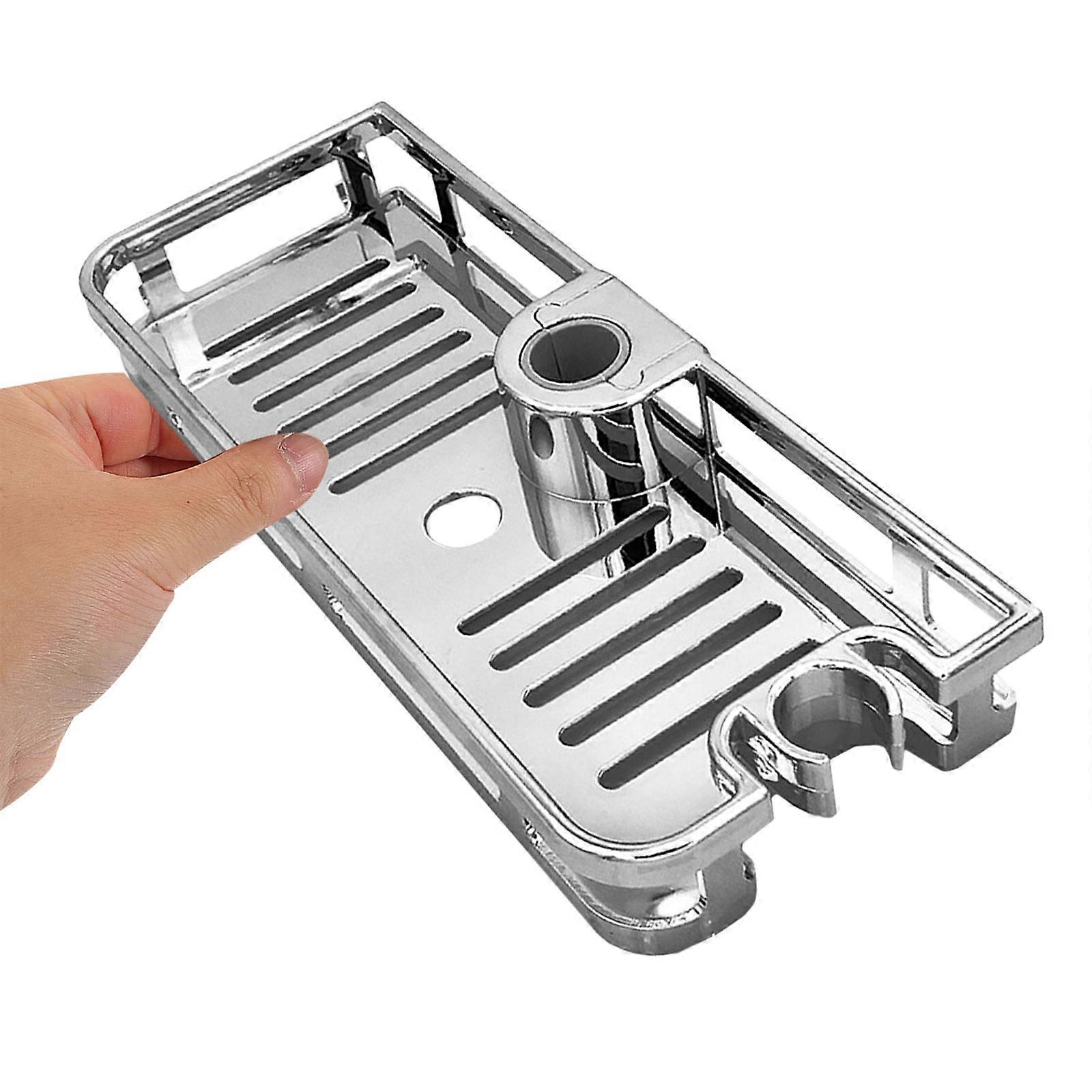 Bathroom Shower Rack Silver Shower Shelf for Slide Bar 3Pcs Adjustable