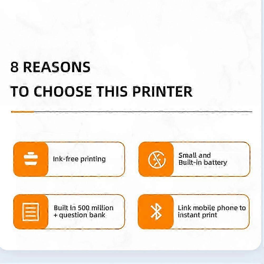 Portable A4 Thermal Printer Wireless Inkless 200dpi Label Maker Wrong Question Printing compatible with Office Home