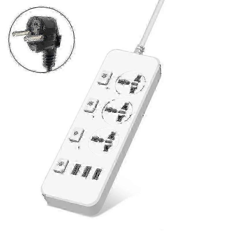 5V2.1A USB Power Strip with 3 Outlets Surge Protector EU Standard Plug