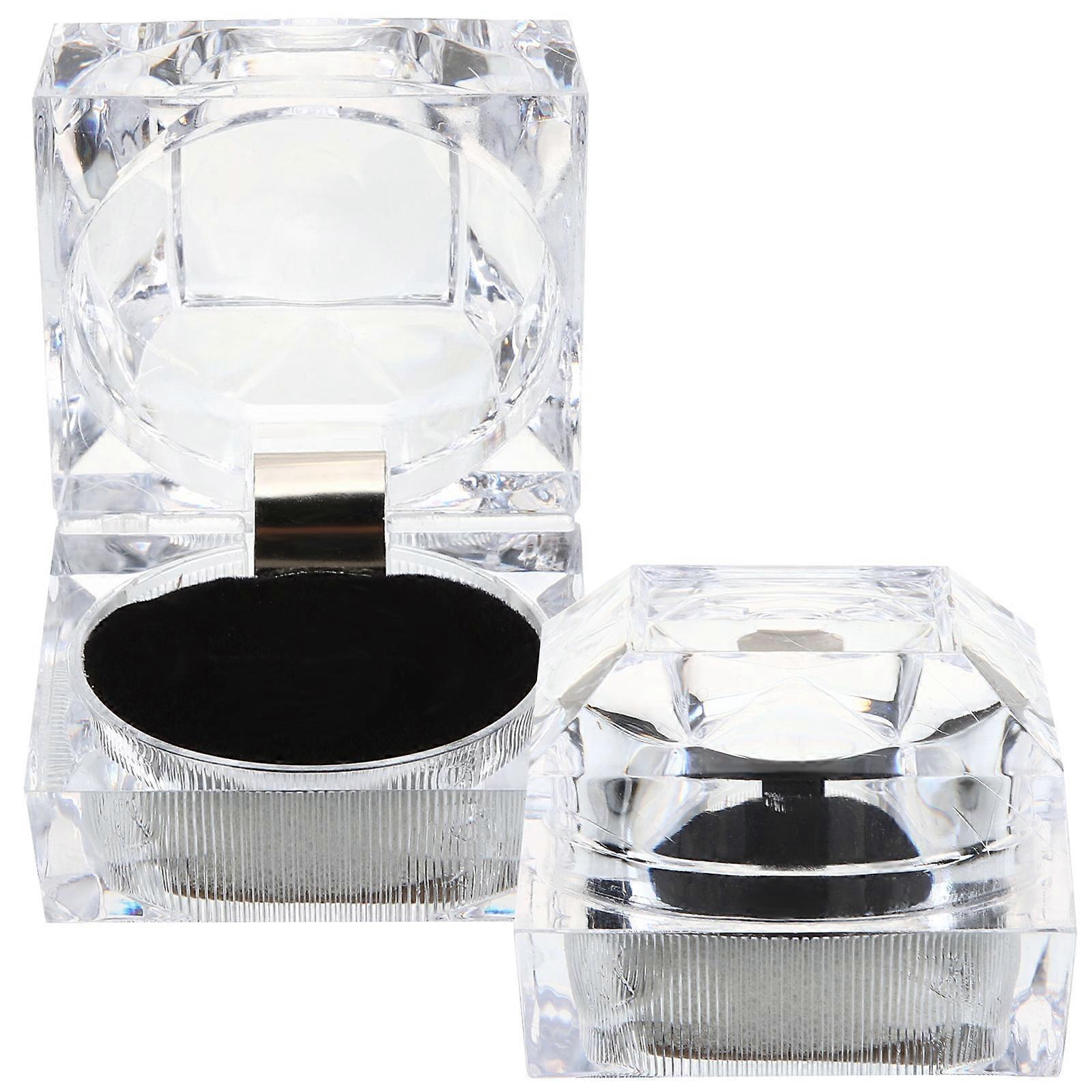 Black Ring Cases Acrylic Proposal Ring Boxes for Storage 8Pcs
