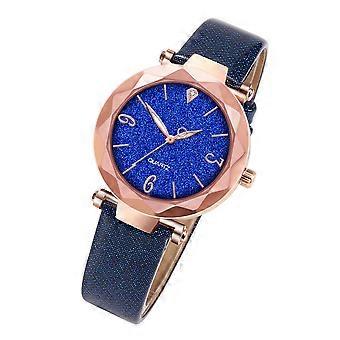Casual Ladies Clock Women Quartz Watch with Rhinestone 2Pcs Set