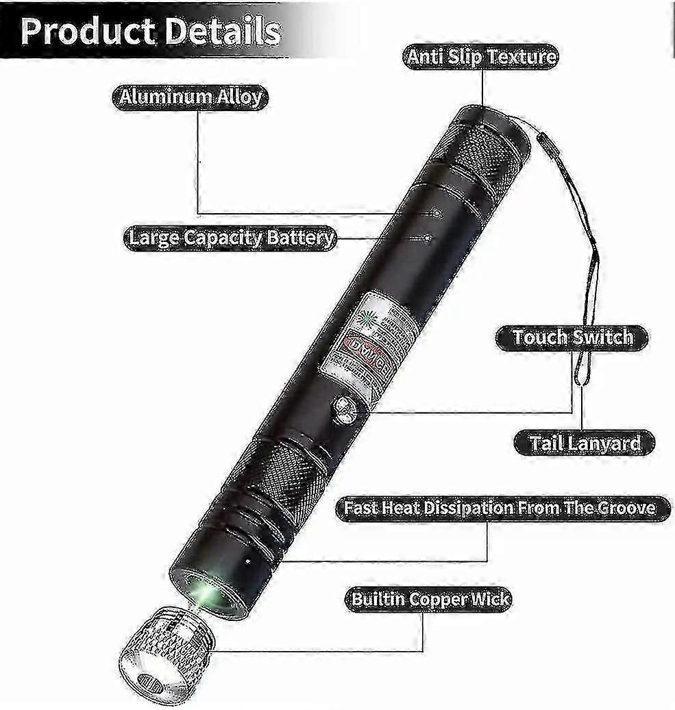 2000 Meters Long Range High Power Laser Pointer Flashlight, Rechargeable with Adjustable Focus