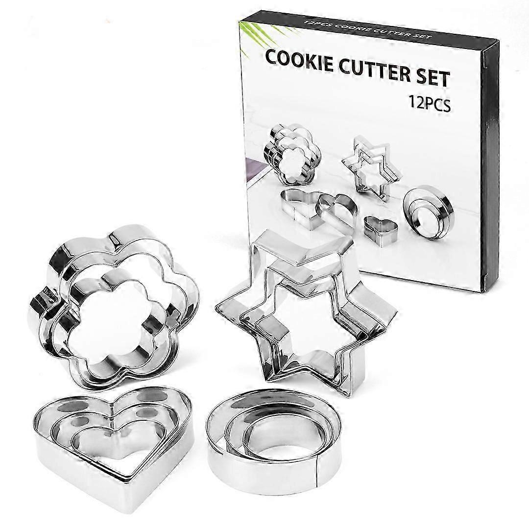 12 pcs Baking tools, Baking molds, Cutters, Gingerbread molds Silver