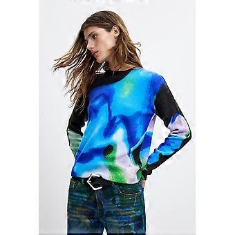 Desigual by M. Christian Lacroix Clouds Lacroix Blue Abstract Jumper 26WWJF03