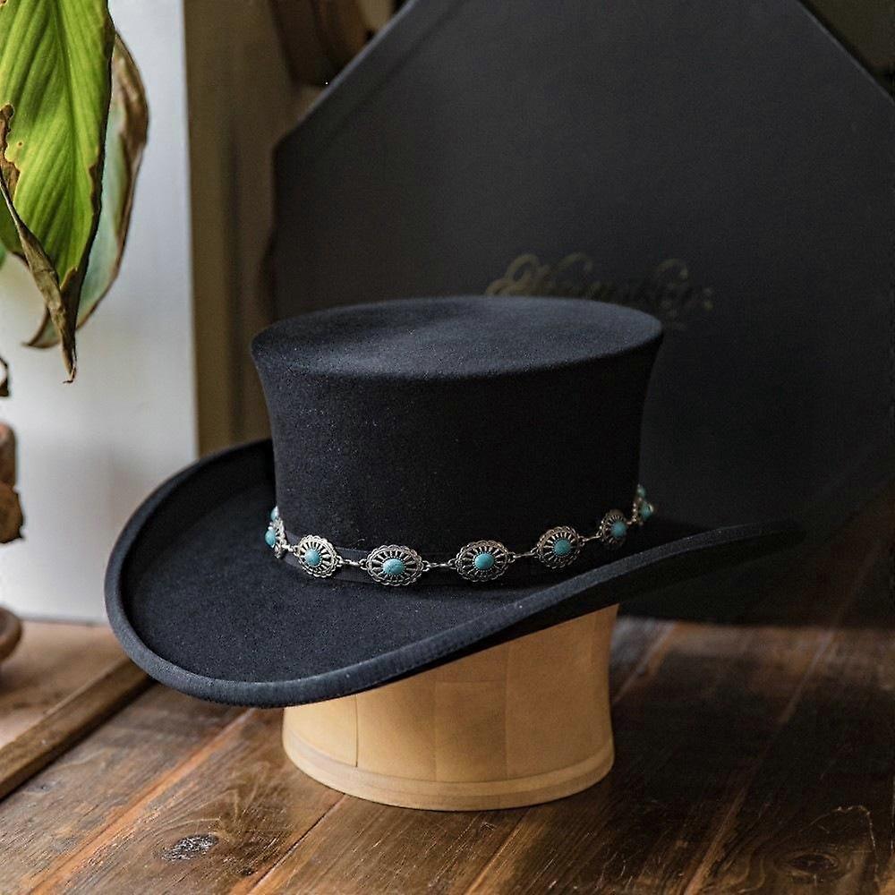 Black Flat Top Felt Hat Solid Color Felt Hat