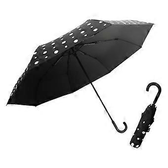 UPF 50 Sun Umbrella Black, Windproof Folding Travel Umbrella with UV Protection and Compact Design