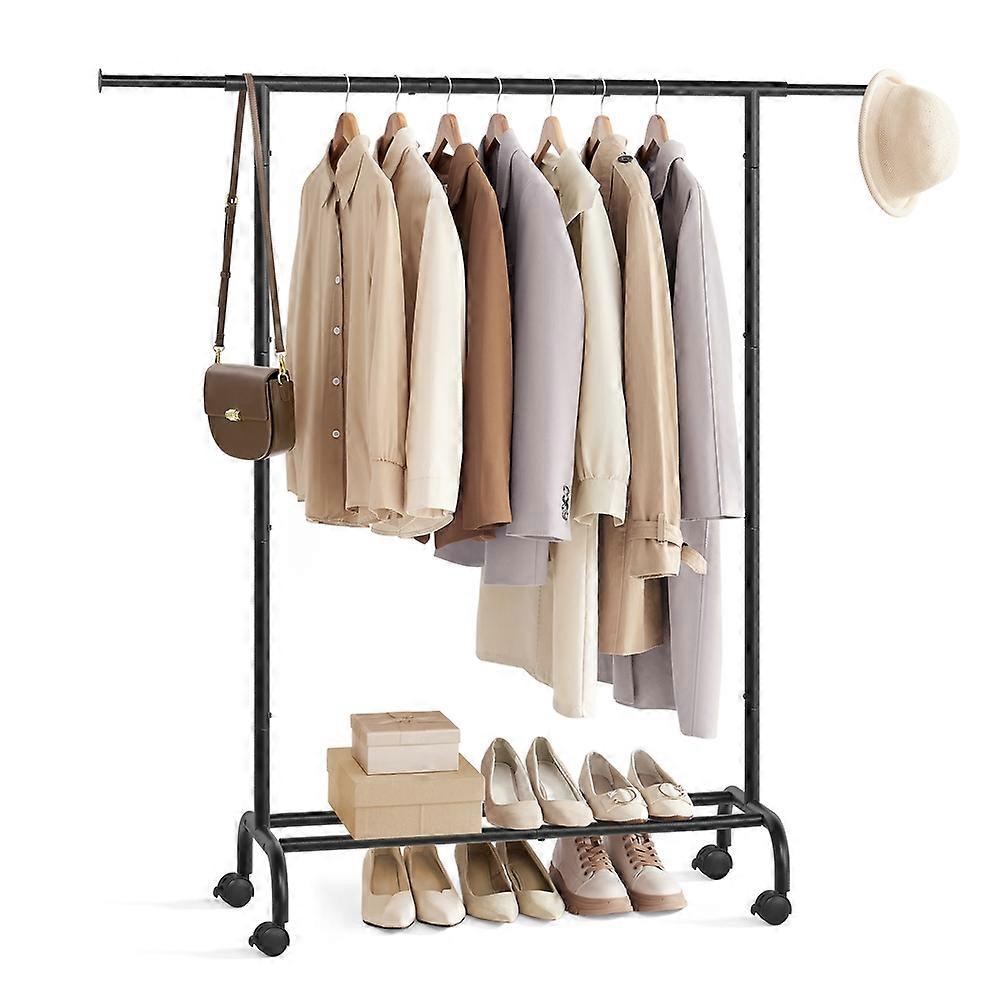 Clothes Rack with Extendable Rail and Wheels 15.7"D x 47