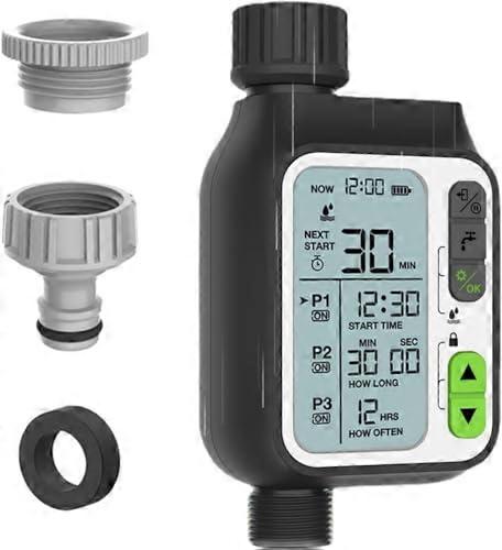 Automatic Watering Timer with Smart Rain Sensor, Triple Programs, Waterproof Garden Irrigation System