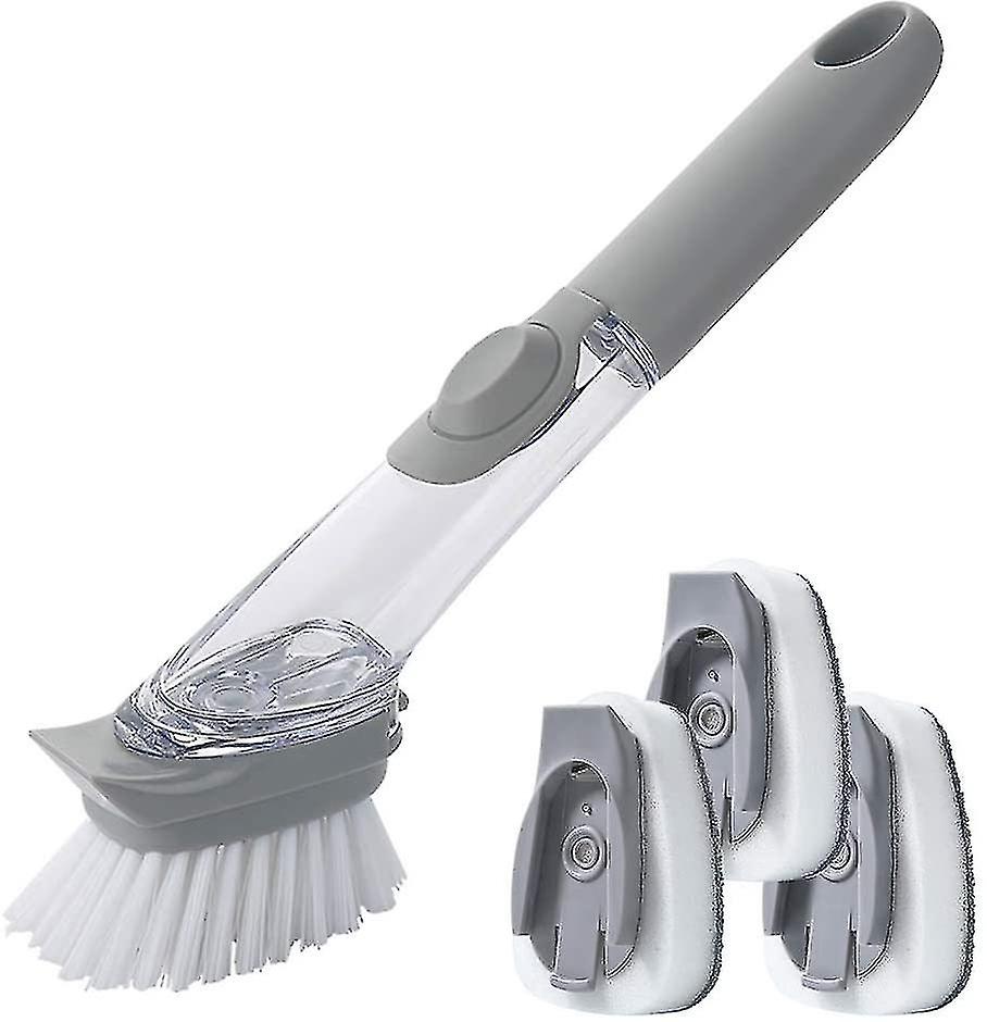 3in1 Opvaskebørste med vaskemiddeldispenser, svampebørste