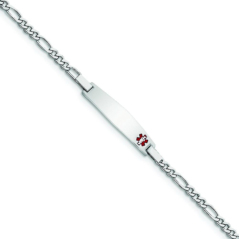925スターリングシルバーポリッシュメディカルIDブレスレットフィガロ6インチロブスタークロー識別ブレスレット