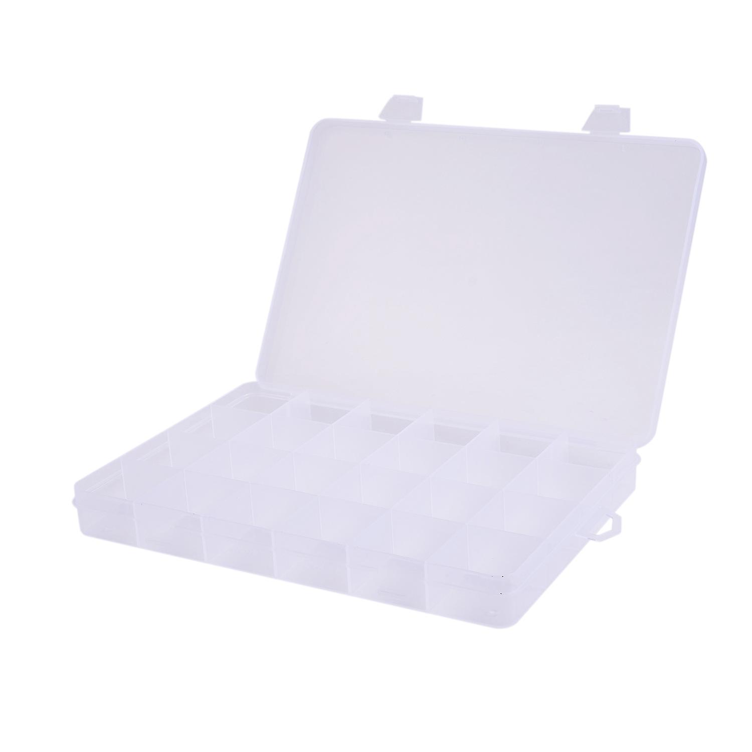 24 Compartments Plastic Box Case Jewelry Bead Container Craft Organizer