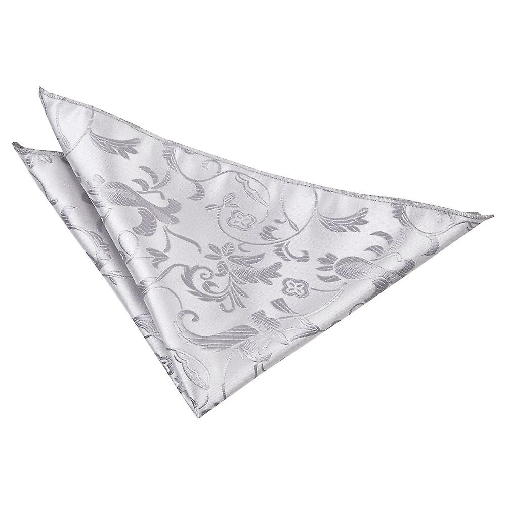 Silver Floral Pocket Square