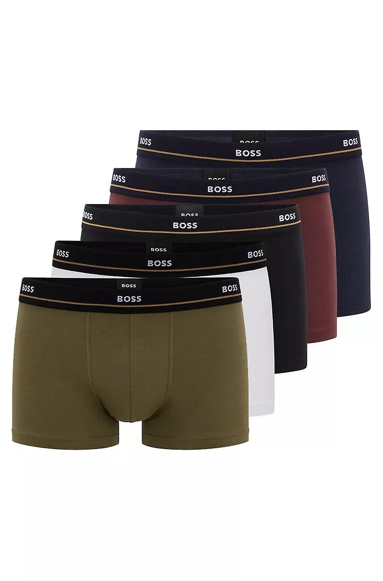 Boss - 5 Pack Cotton Stretch Trunks With Logo Waistbands - Patterned