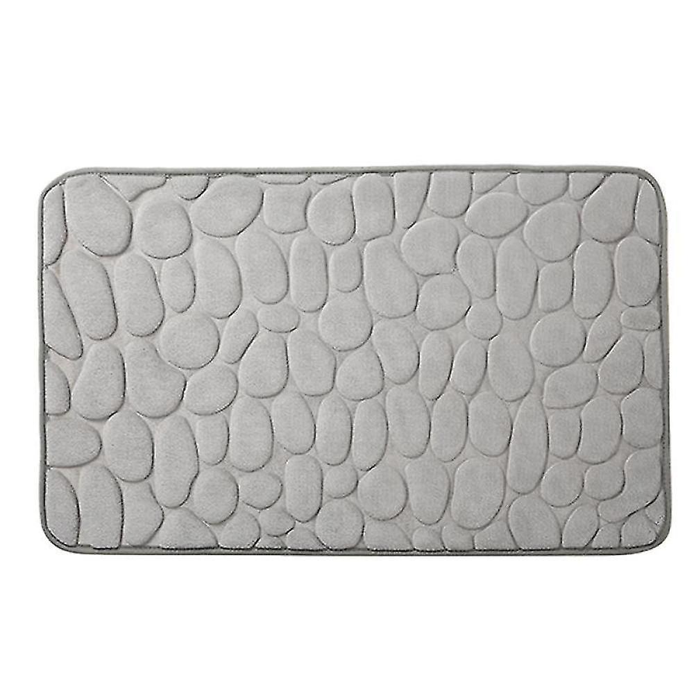 Cobblestone Embossed Bathroom Bath Mat Grey