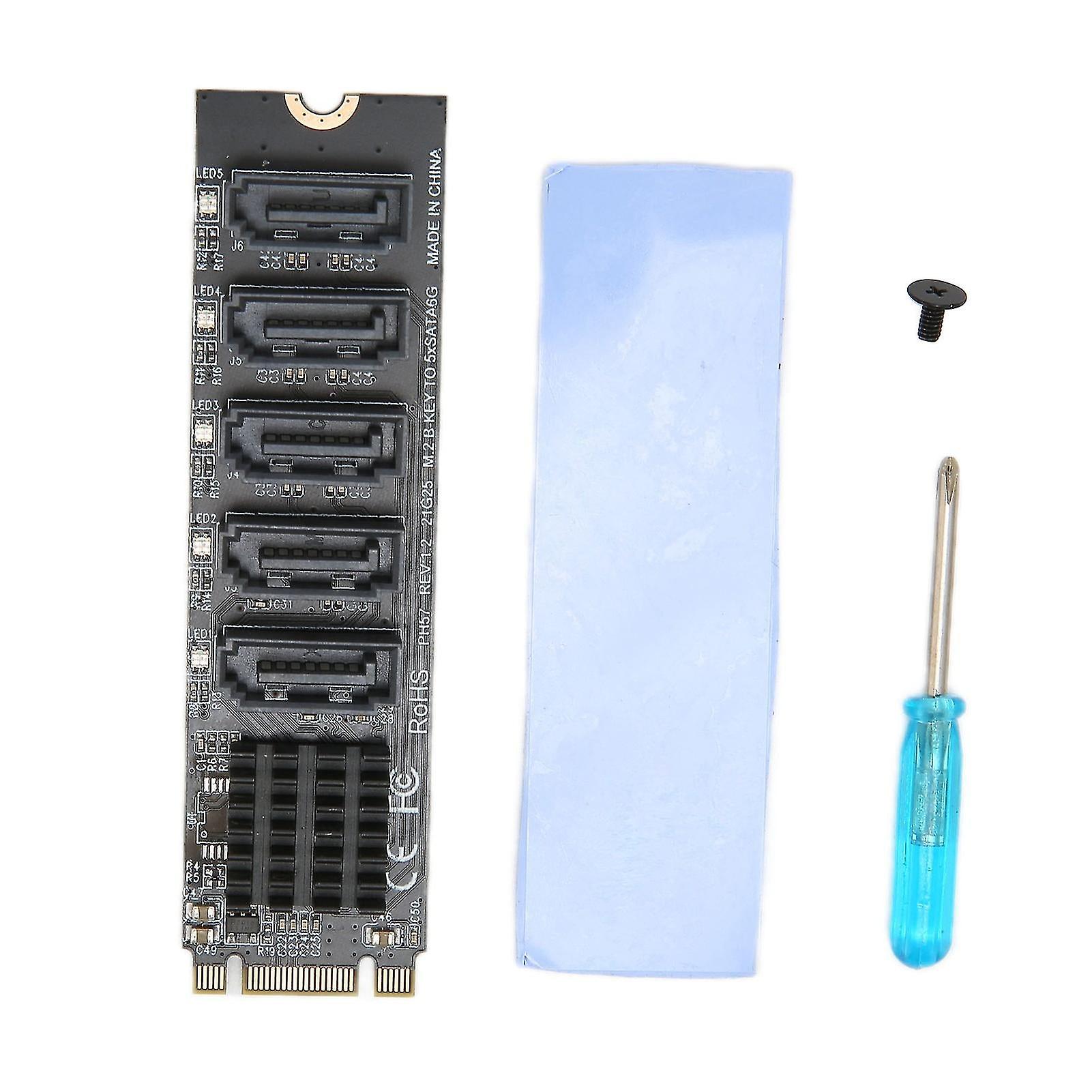 Convert Adapter Card M.2 Ngff Bkey Sata To 5 Port 6gbps Stable Operation Expansion Card