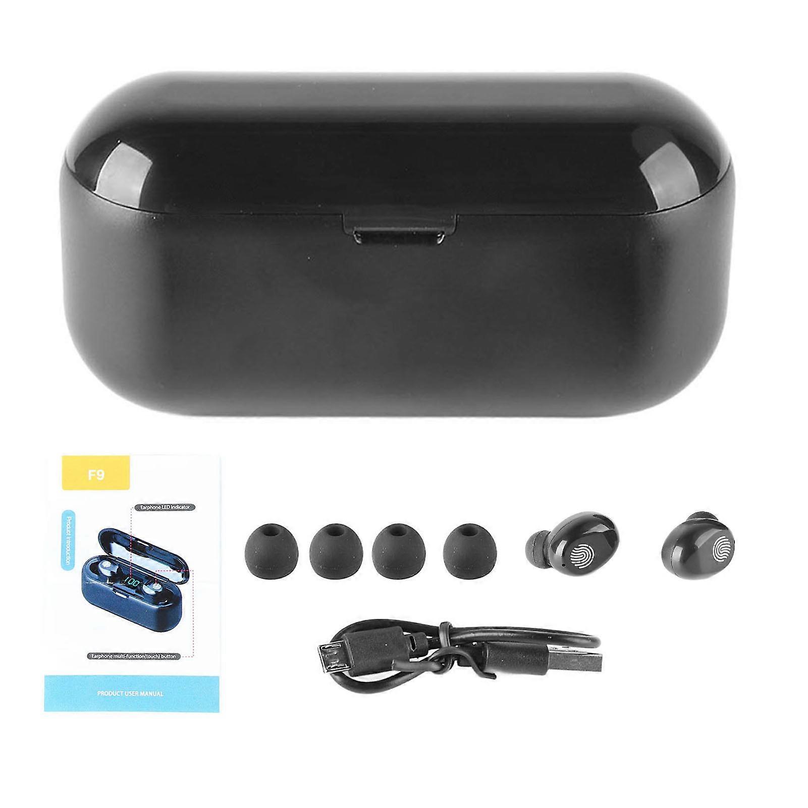 F9 Bluetooth Headphones Noise Cancelling Touch Control LED Display IPX7 Waterproof HiFi Wireless Sports Running Earphones