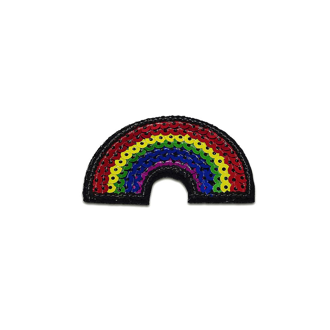 Patch / iron-on patch - rainbow with sequins - colorful - 6.8x4.1cm - patch