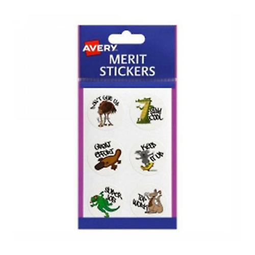 AUSSIE Avery Permanent Round Animals Merit Stickers 96pcs Fantastic Colorful