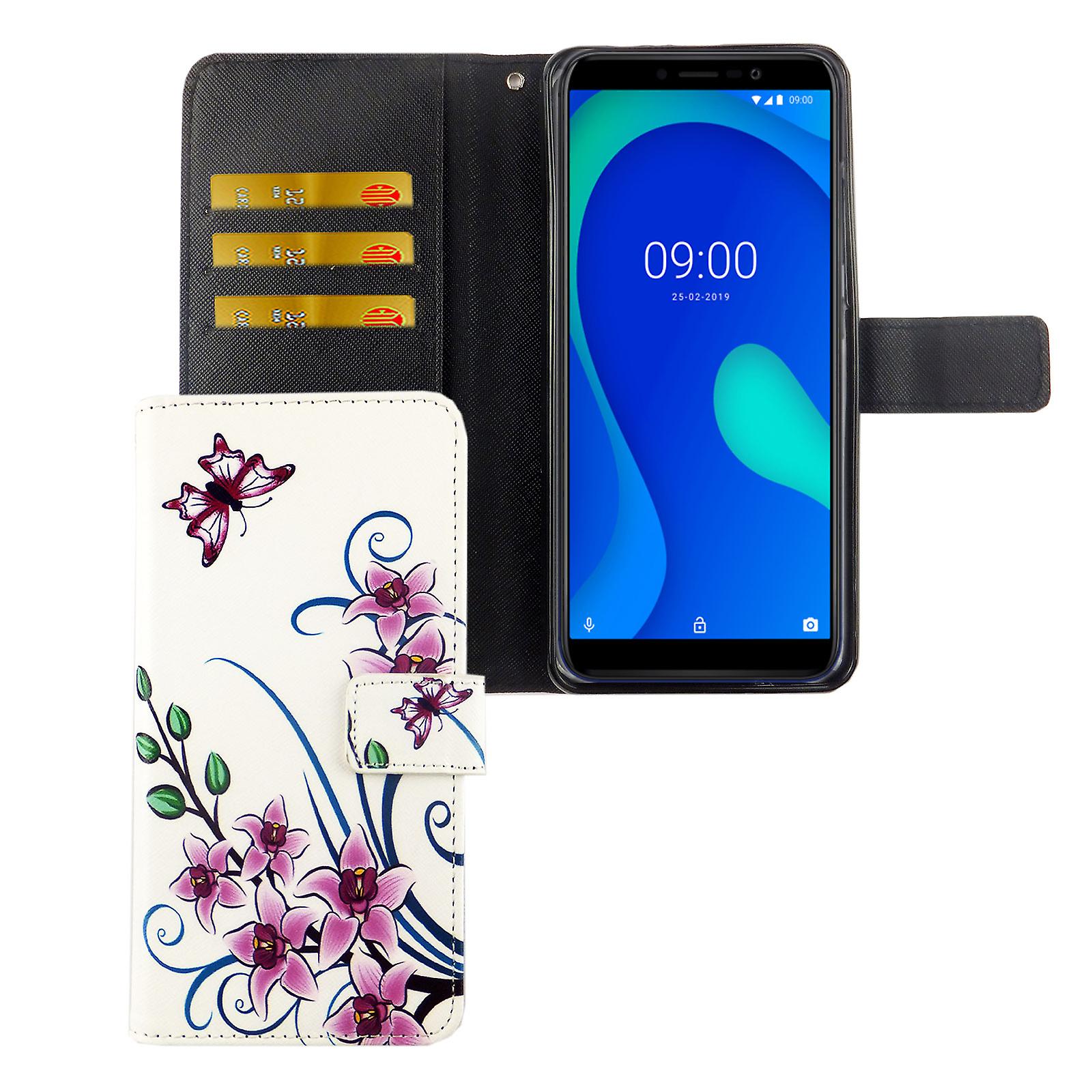Housse Portefeuille Flip Cover Pour Wiko Y80 - Motif Fleurs Noir Et Blanc - NEUVE Par K-S-Trade