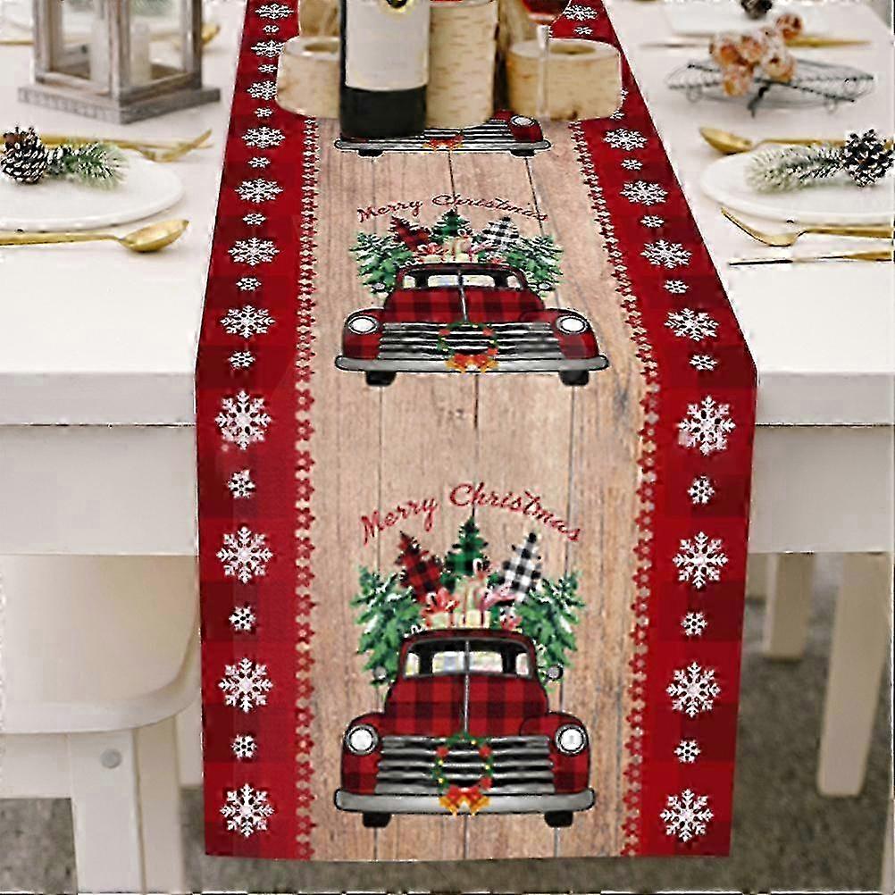 Christmas Gnome Table Runner Dwarf Striped Cotton and Linen Tablecloth Christmas Decoration for Dining Table and Coffee Table