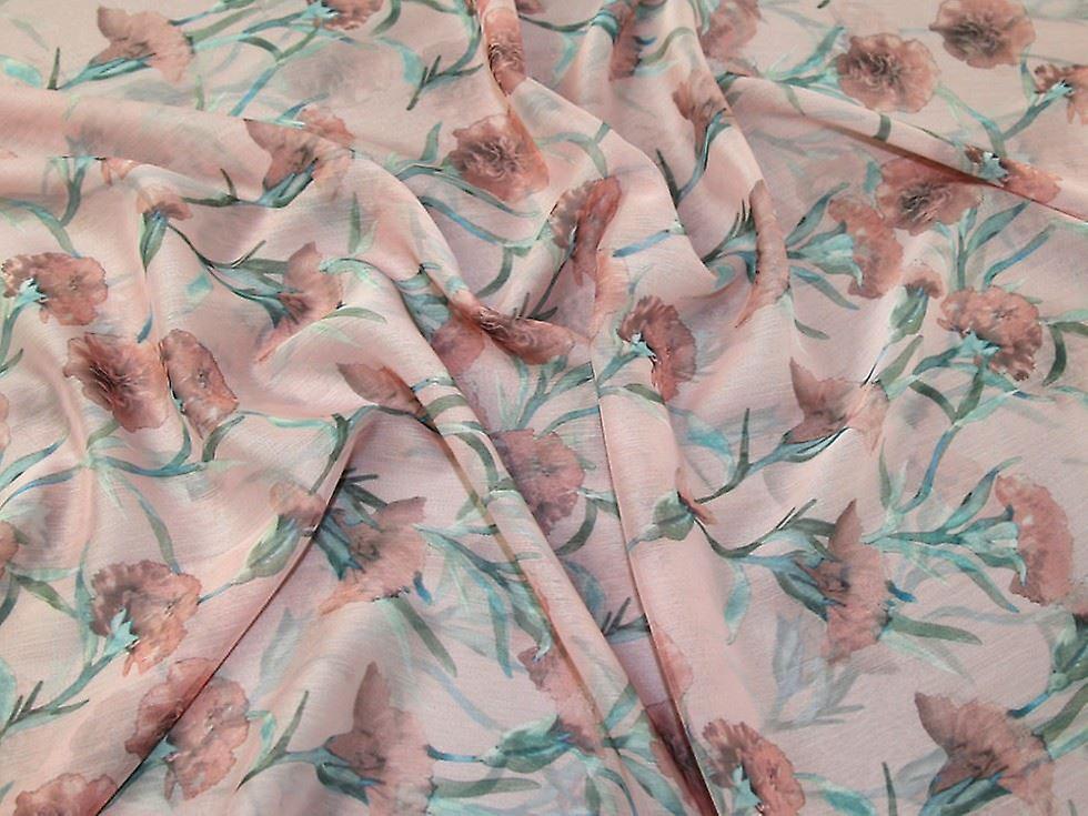 Minerva Riva Crinkle Sheer Chiffon Fabric Pink - per metre